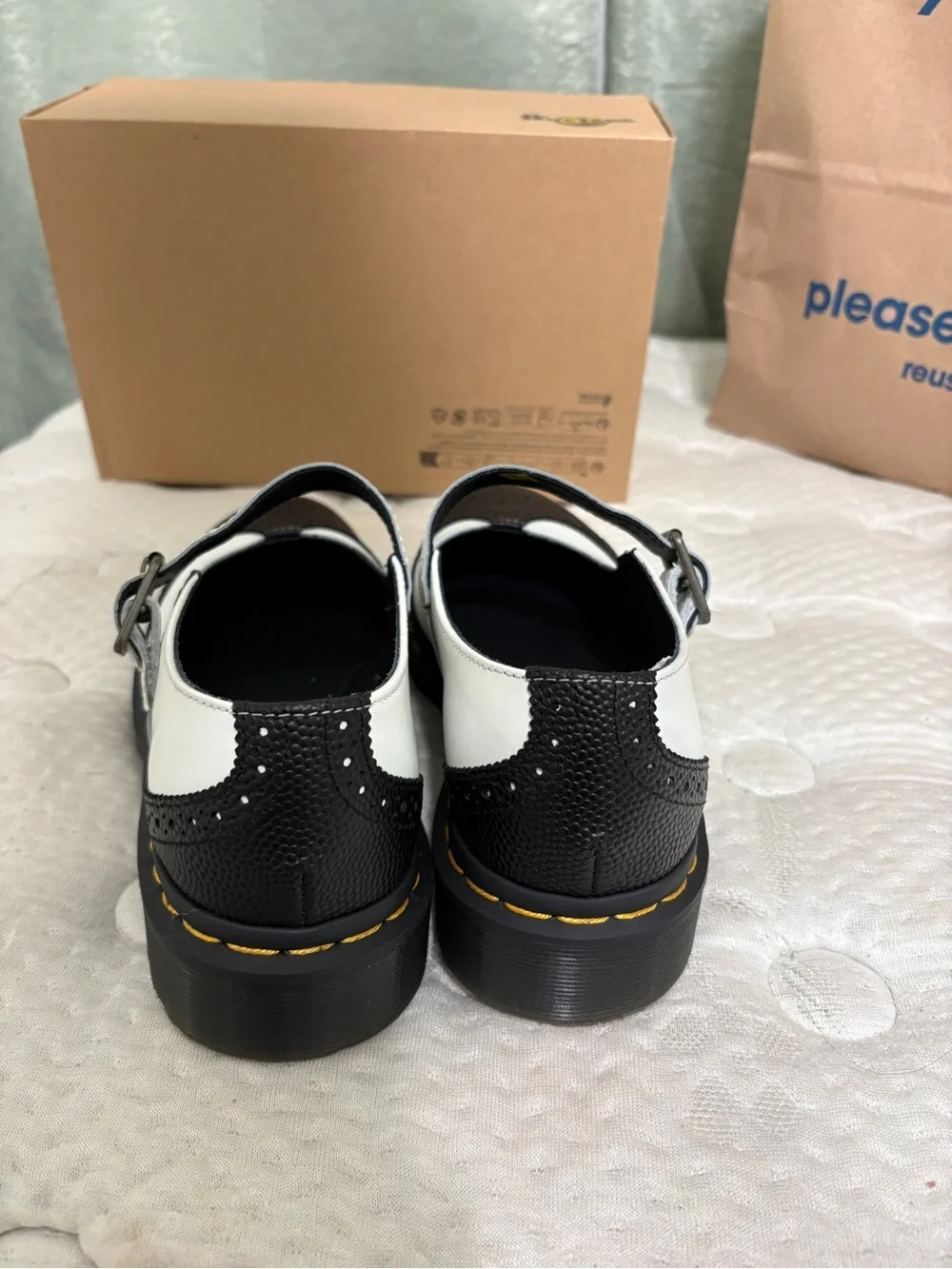 Dr. Martens Women's Black and White Mary Jane Flat - Picture 4 of 7